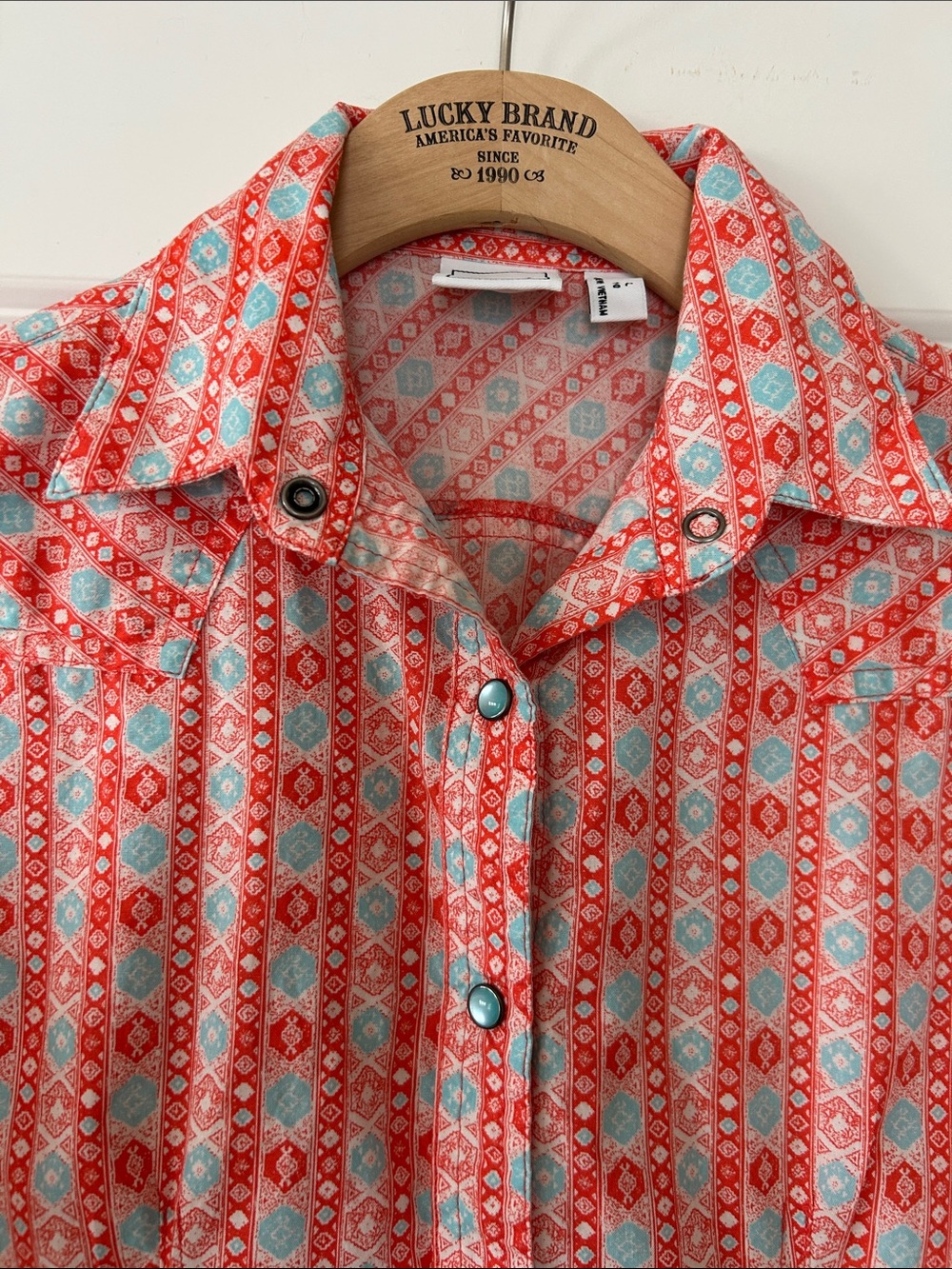 Cruel Girl Western Shirt Sz L/10 w MEASUREMENTS Pearl Snaps, Western Yokes